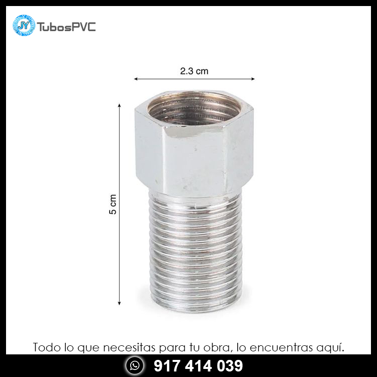 Acople largo bronce cromado 1/2"