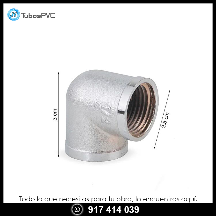Codo Bronce Cromado 1/2" x 90°